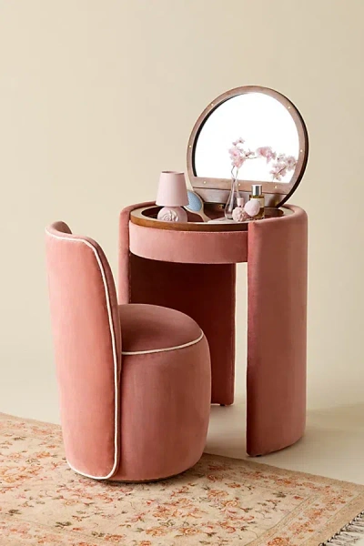 Urban Outfitters Jane Upholstered Vanity & Stool Set In Rose At  In Pink