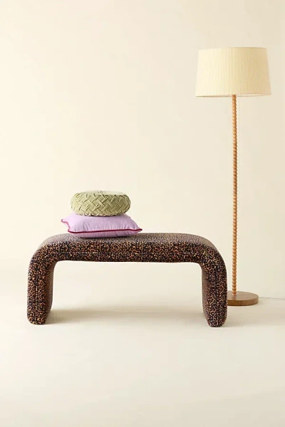 Urban Outfitters Jane Velvet Upholstered Bench In Leopard At  In Brown