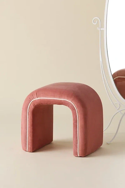 Urban Outfitters Jane Velvet Upholstered Stool In Pink Velvet At  In Brown