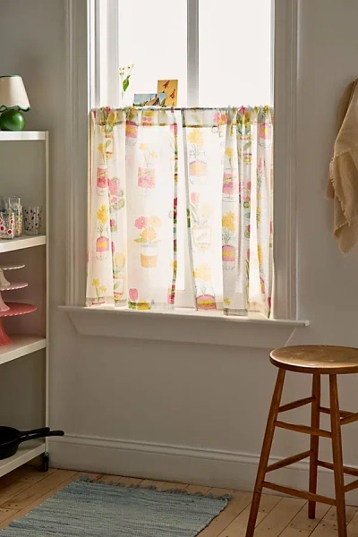 Urban Outfitters Jar-din Floral Pattern Café Curtain Set In Pink At