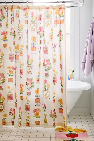 Urban Outfitters Jar-din Floral Patterned Shower Curtain In Cream At  In Multi