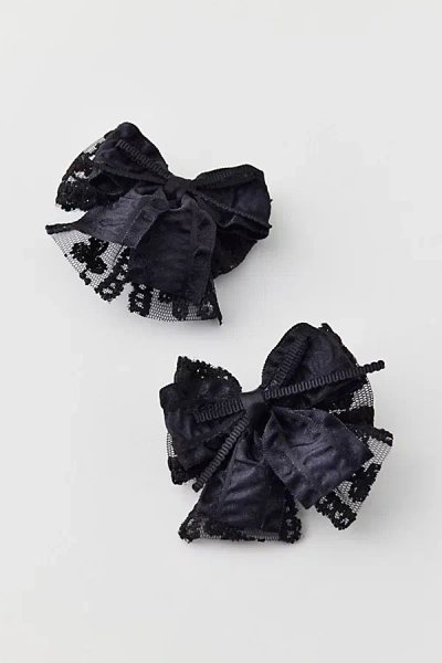 Urban Outfitters Jasmine Bow Hair Clip Set In Black, Women's At