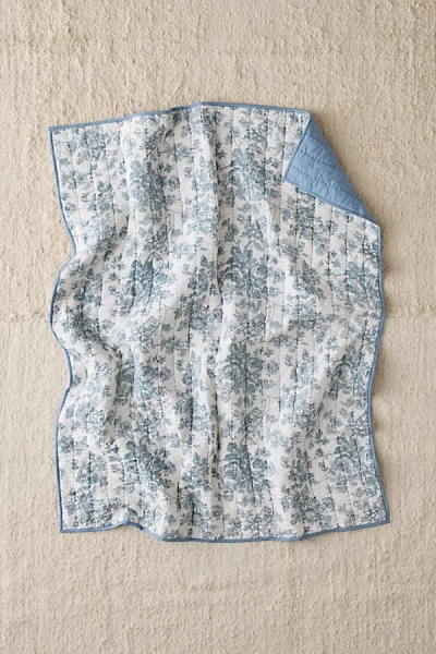 Urban Outfitters Jasmine Cotton Seed Stitch Quilted Throw Blanket In Blue Toile At