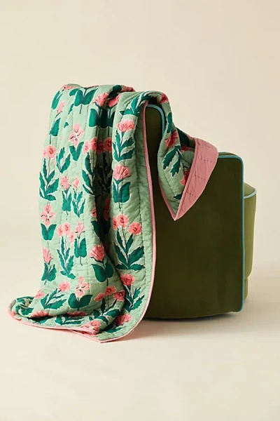 Urban Outfitters Jasmine Cotton Seed Stitch Quilted Throw Blanket In Brighton Cat At  In Multi