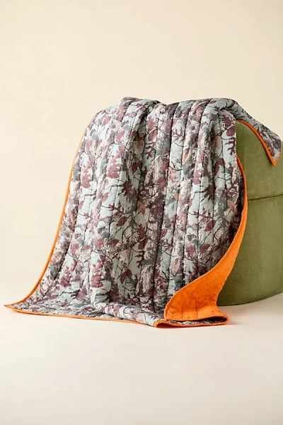 Urban Outfitters Jasmine Cotton Seed Stitch Quilted Throw Blanket In Camo At