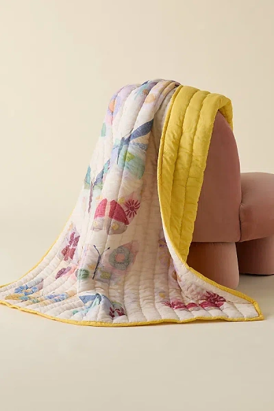 Urban Outfitters Jasmine Cotton Seed Stitch Quilted Throw Blanket In Monica Butterfly At  In Multi
