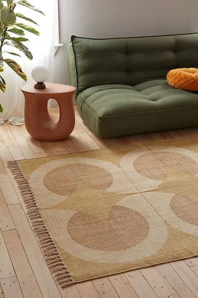 Urban Outfitters Jasmine Geo Brushed Rug In Gold At  In Brown