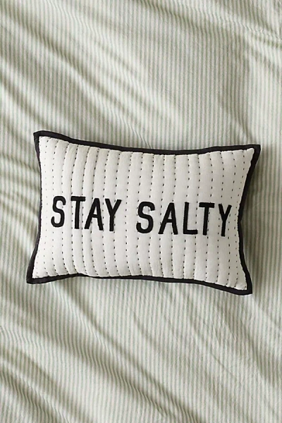 Urban Outfitters Jasmine Slogan Text Seed Stitch Bolster Pillow In Stay Salty At  In White