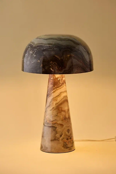 Urban Outfitters Jenna Marbled Metal Table Lamp In Green At  In Brown