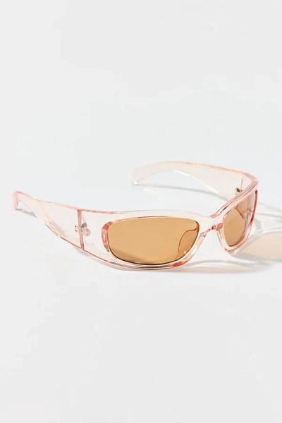 Urban Outfitters Jorja Plastic Rectangle Shield Sunglasses In Pink, Women's At
