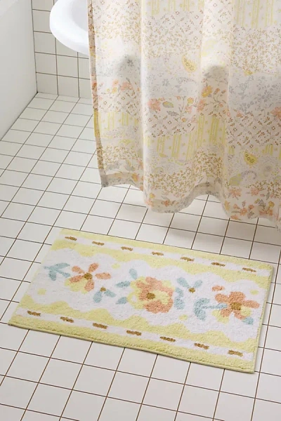 Urban Outfitters Josephine Floral Ribbon Bath Mat In Yellow At  In Multi