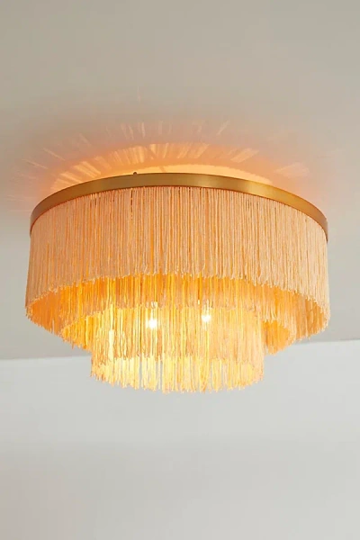 Urban Outfitters Tiered Fringe Flush Mount Pendant Light In Cream