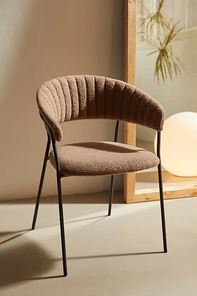 Urban Outfitters Julia Upholstered Boucle Dining Chair - Set Of 2 In Brown At