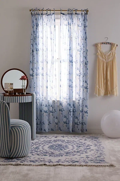 Urban Outfitters Juliette Floral Bow Tie-top Window Panel In Blue At