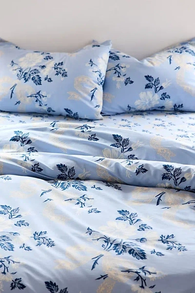 Urban Outfitters Juliette Floral Bow Toile Duvet Set In Blue At