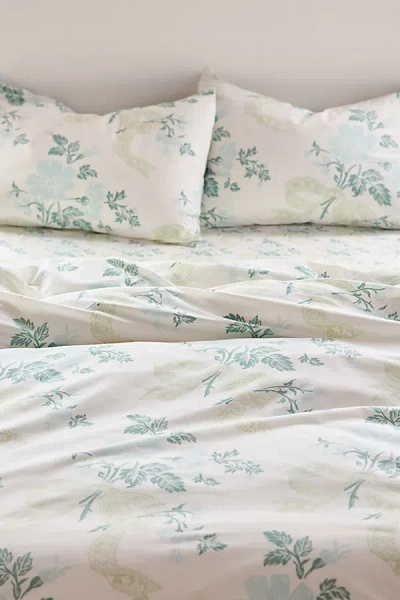 Urban Outfitters Juliette Floral Bow Toile Duvet Set In Mint At
