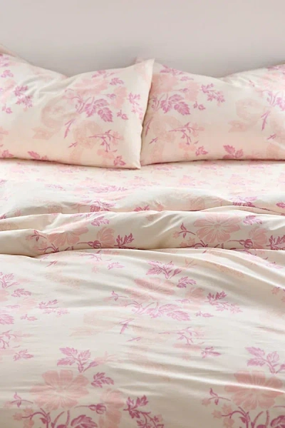 Urban Outfitters Juliette Floral Bow Toile Duvet Set In Rose At
