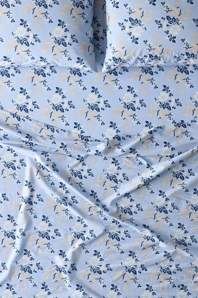 Urban Outfitters Juliette Floral Bow Toile Patterned Sheet Set In Blue At