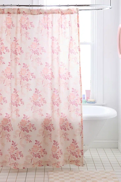 Urban Outfitters Juliette Floral Bows Patterned Shower Curtain In Pink At
