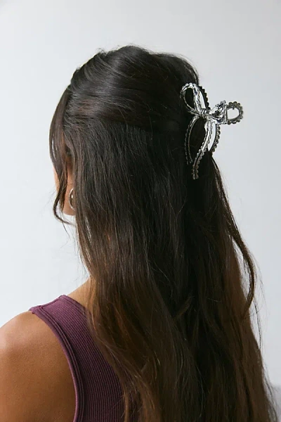 Urban Outfitters Juliette Metal Hair Bow Claw Clip In Silver, Women's At