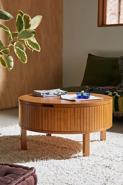 Urban Outfitters Juliette Round Wood Coffee Table In Brown At