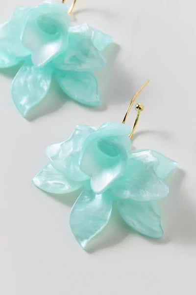 Urban Outfitters Juno Bloom Flower Hoop Earrings In Blue, Women's At