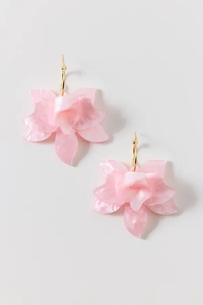 Urban Outfitters Juno Bloom Flower Hoop Earrings In Pink, Women's At