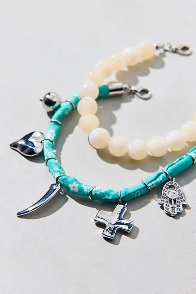 Urban Outfitters Jupiter Bandana Charm Bracelet Set In Mint, Women's At  In Green