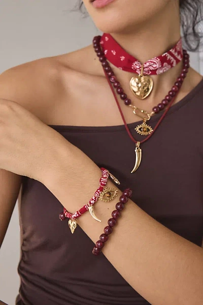 Urban Outfitters Jupiter Bandana Charm Bracelet Set In Red, Women's At