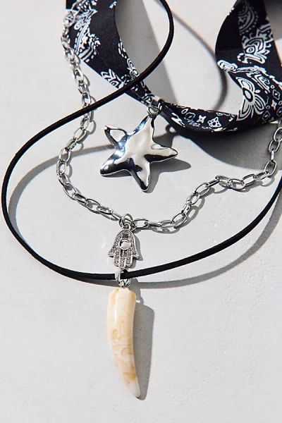 Urban Outfitters Jupiter Bandana Layered Necklace In Black, Women's At