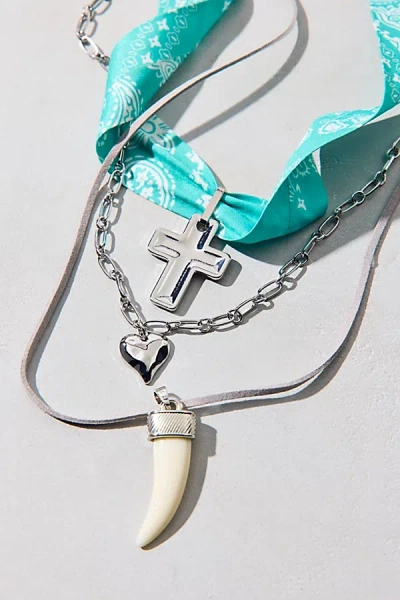 Urban Outfitters Jupiter Bandana Layered Necklace In Mint, Women's At  In Metallic