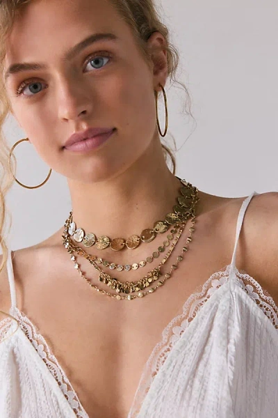 Urban Outfitters Kai Metal Coin Layering Necklace Set In Gold, Women's At