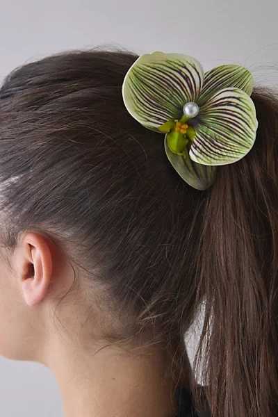 Urban Outfitters Kai Orchid Flower Hair Clip & Brooch In Light Green, Women's At