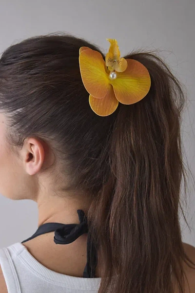 Urban Outfitters Kai Orchid Flower Hair Clip & Brooch In Orange, Women's At