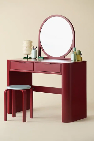 Urban Outfitters Kane Wood Mirrored Vanity In Maroon At