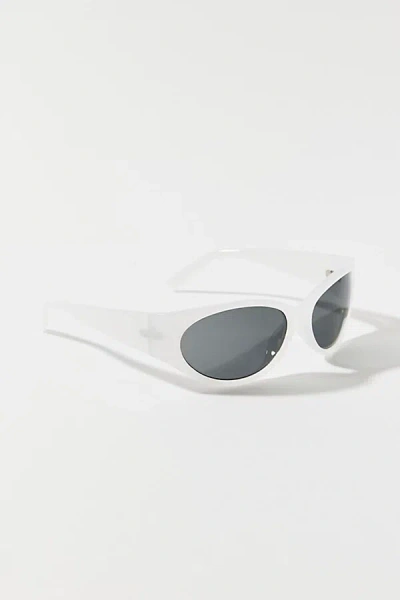 Urban Outfitters Kayla Plastic Round Shield Sunglasses In White, Women's At  In Gray