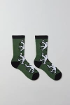 Urban Outfitters Keith Haring Dancing Figure Crew Sock In Olive, Men's At