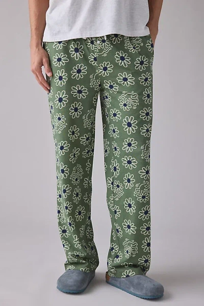 Urban Outfitters Keith Haring Flower Pattern Lounge Pant In Olive, Men's At  In Green