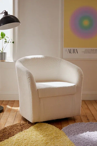 Urban Outfitters Kennedy Upholstered Boucle Swivel Chair In Ivory At