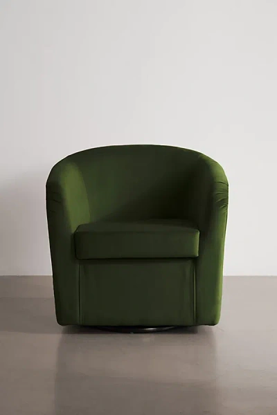 Urban Outfitters Kennedy Upholstered Velvet Swivel Chair In Dark Green At