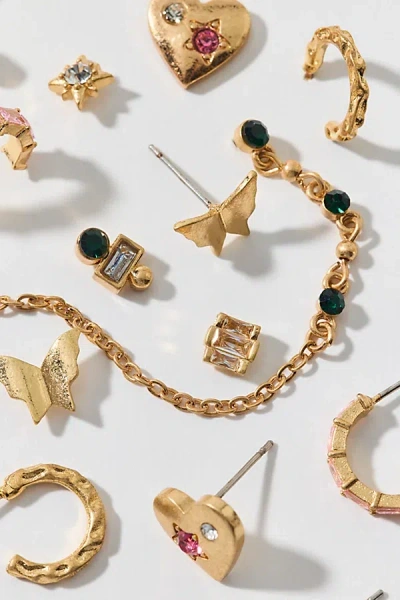 Urban Outfitters Kiki Gem Metal Multi Earring Set In Gold, Women's At