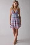 Urban Outfitters Kimchi Blue Phoebe Cotton Open-back Halter Mini Dress In Blue, Women's At