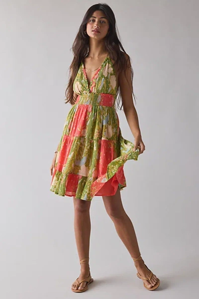 Urban Outfitters Kimchi Blue Phoebe Cotton Open-back Halter Mini Dress In Green, Women's At