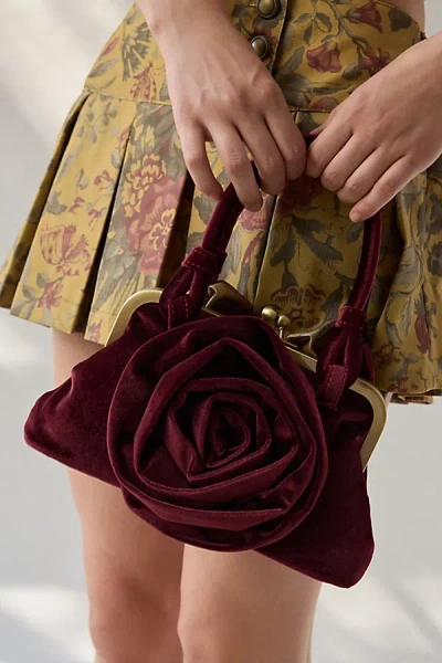Urban Outfitters Kimchi Blue Rose Velvet Kisslock Bag In Wine, Women's At  In Burgundy