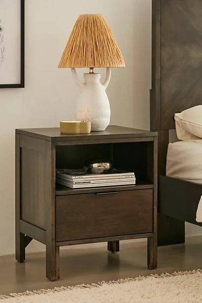 Urban Outfitters Kira Wood Storage Nightstand/side Table In Black At