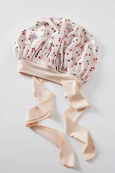 Urban Outfitters Kitsch Adjustable Oversized Satin Bonnet In Cherry Print At  In Red
