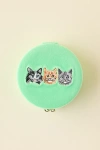 Urban Outfitters Kitty Cat Embroidered Velvet Travel Jewelry Case In Green At  In Multi
