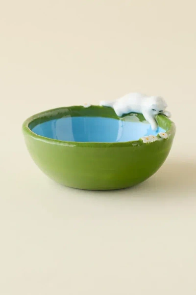 Urban Outfitters Kitty's Fish Bowl Ceramic Cereal Bowl In Garden Green At