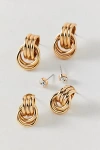 Urban Outfitters Knotted Stud And Hoop Earring Set In Gold, Women's At  In Gold
