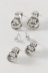 Urban Outfitters Knotted Stud And Hoop Earring Set In Silver, Women's At  In Metallic